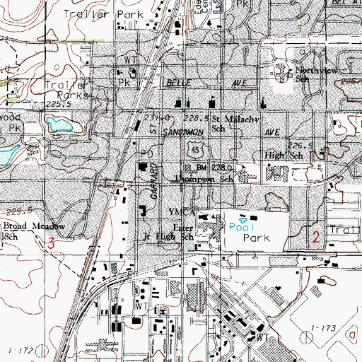 Topographic Map of Rantoul, IL