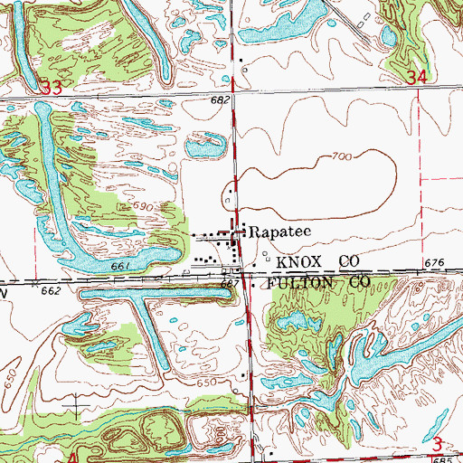 Topographic Map of Rapatee, IL