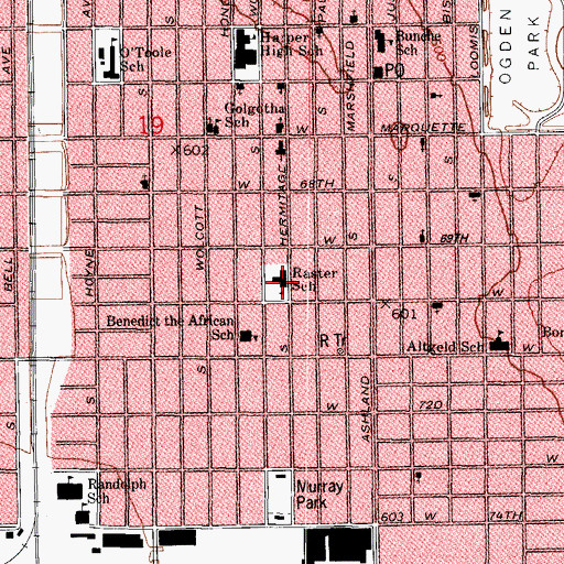 Topographic Map of Raster Elementary School, IL