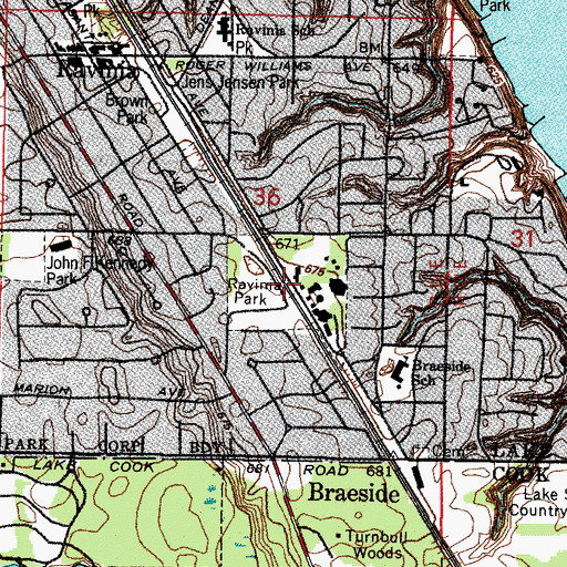 Topographic Map of Ravinia Park, IL