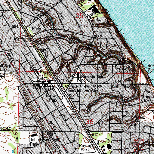 Topographic Map of Ravinia School, IL