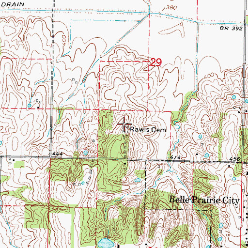 Topographic Map of Rawls Cemetery, IL