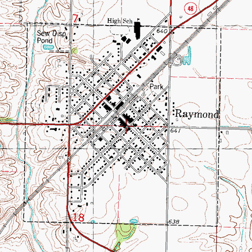Topographic Map of Raymond, IL