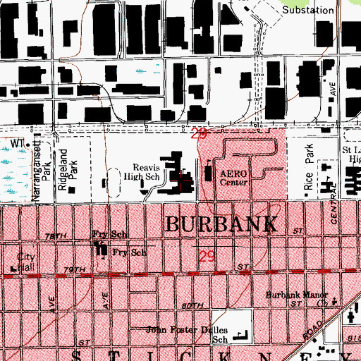 Topographic Map of Reavis High School, IL