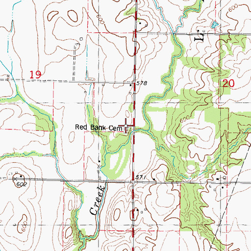 Topographic Map of Red Bank Cemetery, IL