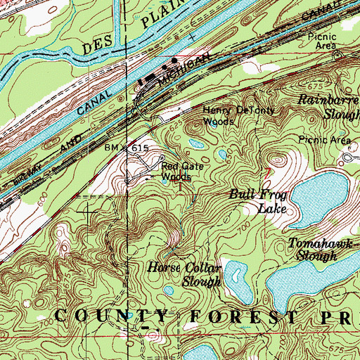 Topographic Map of Red Gate Woods, IL