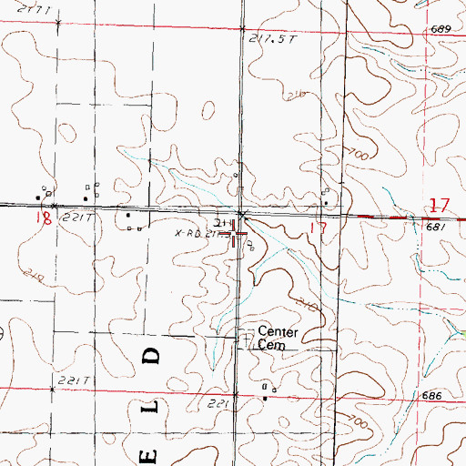 Topographic Map of Red Town School (historical), IL