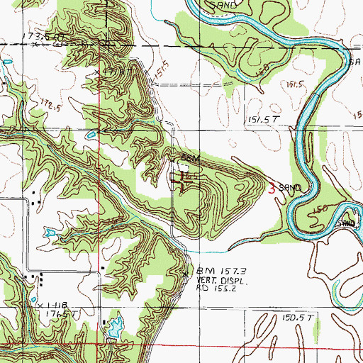 Topographic Map of Redford Cemetery, IL