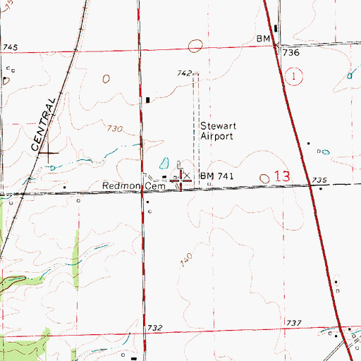 Topographic Map of Redmon Cemetery, IL