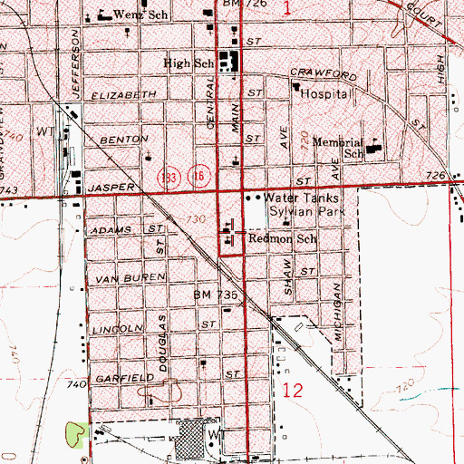 Topographic Map of Redmon Elementary School, IL