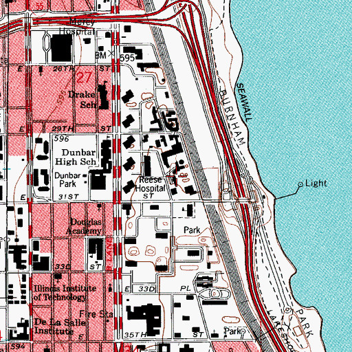 Topographic Map of Reese Hospital (historical), IL