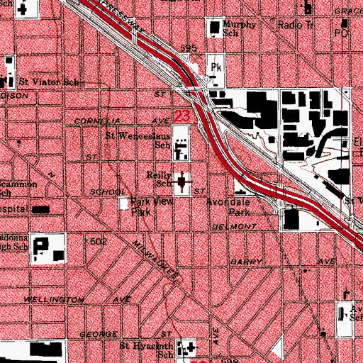 Topographic Map of Reilly Elementary School, IL