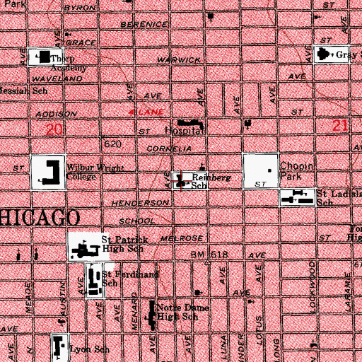 Topographic Map of Reinberg Elementary School, IL