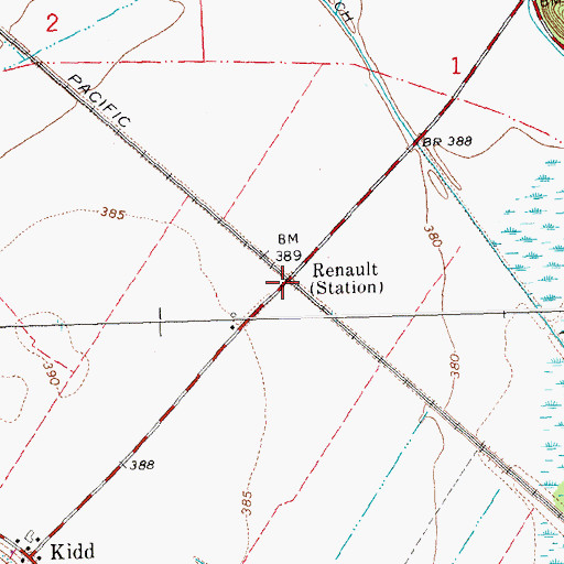 Topographic Map of Renault Station, IL