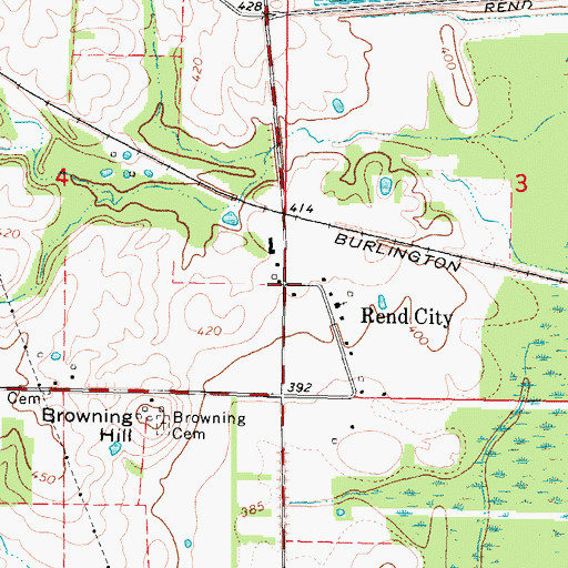 Topographic Map of Rend City, IL