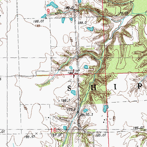 Topographic Map of Reno School (historical), IL