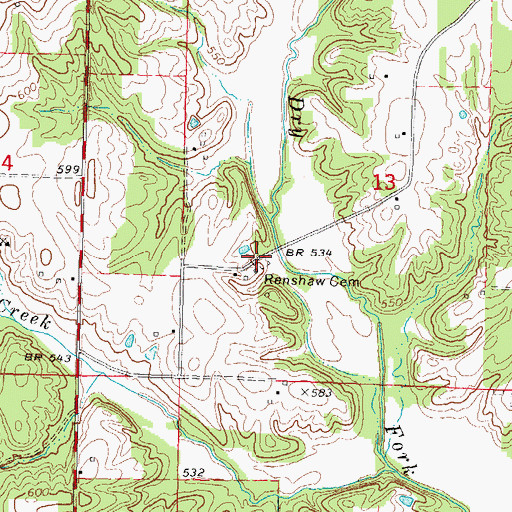 Topographic Map of Renshaw Cemetery, IL
