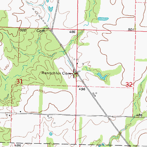 Topographic Map of Rentchler Cemetery, IL