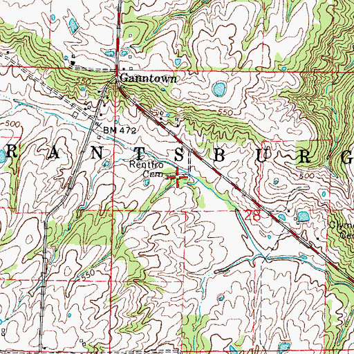 Topographic Map of Rentfro Cemetery, IL