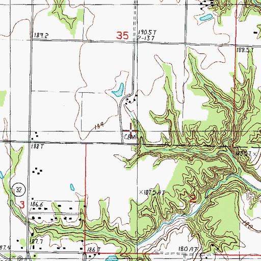 Topographic Map of Rentfrow Cemetery, IL
