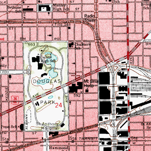 Topographic Map of Rest Haven Hospital, IL