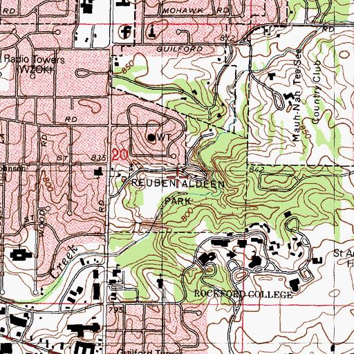 Topographic Map of Reuben Aldeen Park, IL