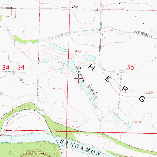 Topographic Map of Revis Lake, IL