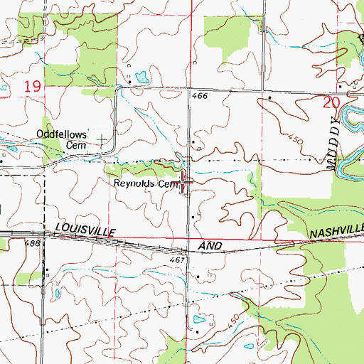 Topographic Map of Reynolds Cemetery, IL