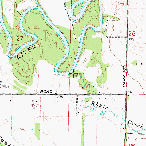 Topographic Map of Rhule Creek, IL