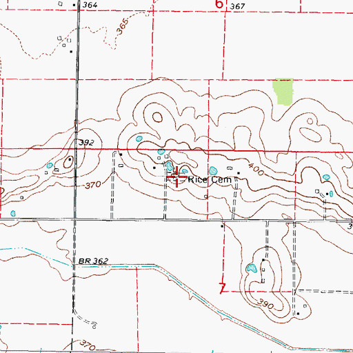 Topographic Map of Rice Cemetery, IL