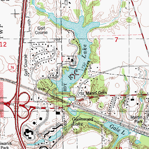 Topographic Map of Rice Lake, IL