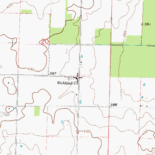 Topographic Map of Richland Church, IL