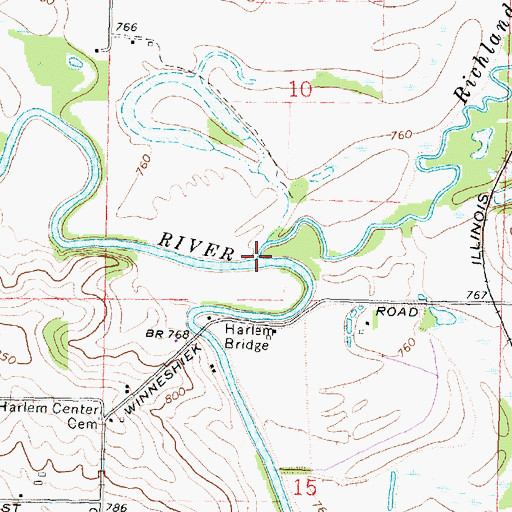 Topographic Map of Richland Creek, IL