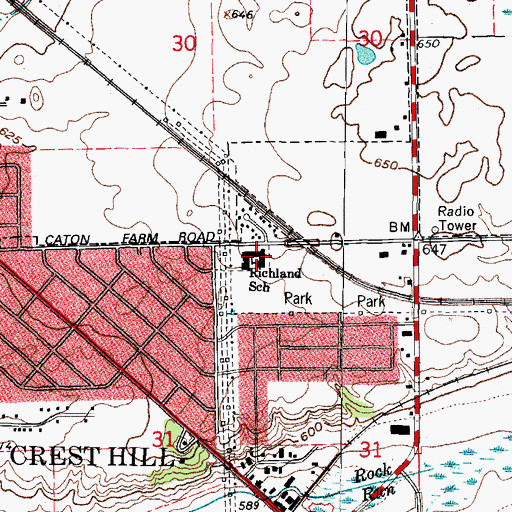 Topographic Map of Richland Elementary School, IL