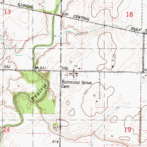 Topographic Map of Richmond Grove Cemetery, IL