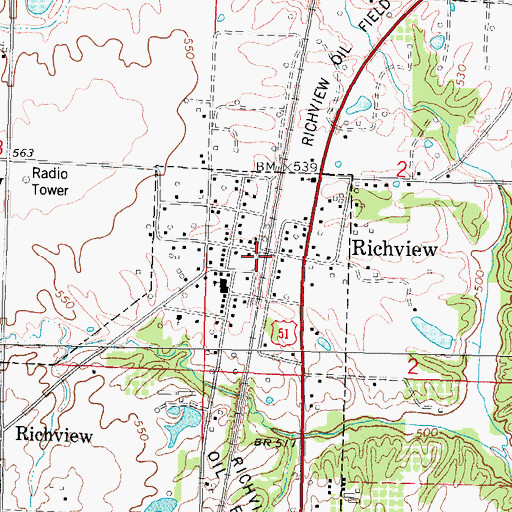 Topographic Map of Richview, IL