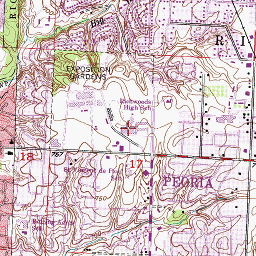 Topographic Map of Richwoods Community High School, IL