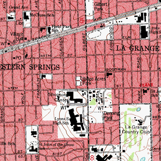 Topographic Map of Ridge Acres Park, IL