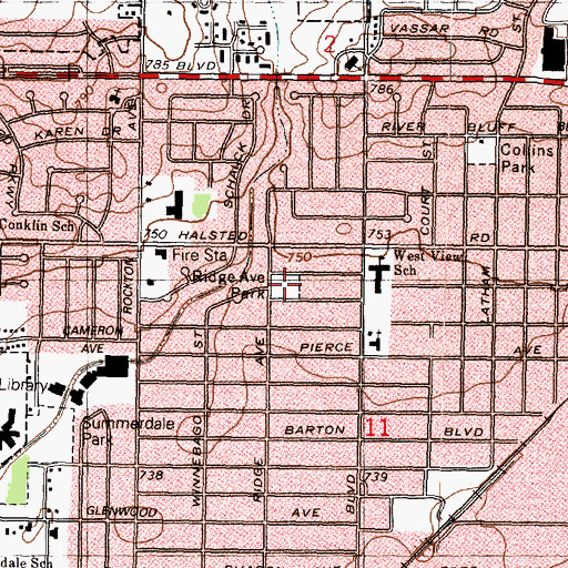 Topographic Map of Ridge Avenue Park, IL
