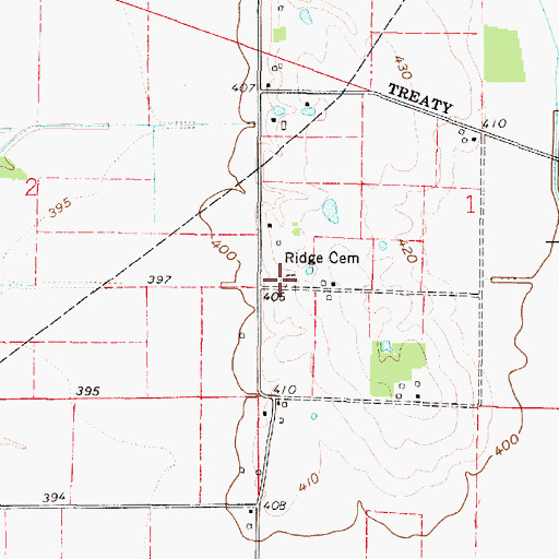Topographic Map of Ridge Cemetery, IL