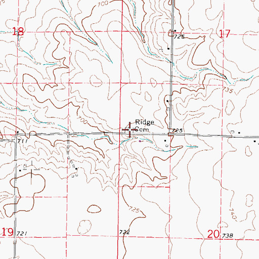 Topographic Map of Ridge Cemetery, IL