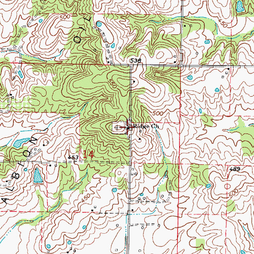Topographic Map of Ridge Baptist Church, IL