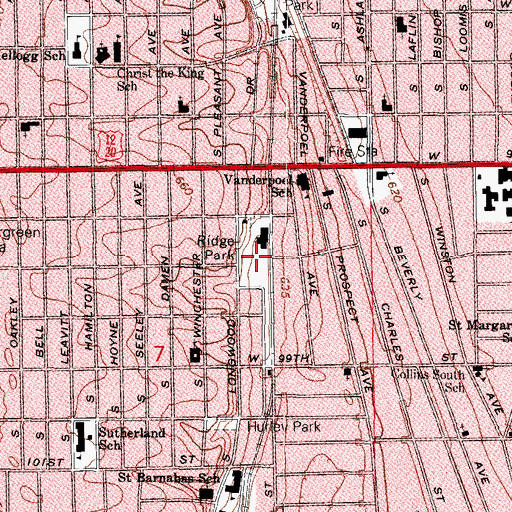 Topographic Map of Ridge Park, IL