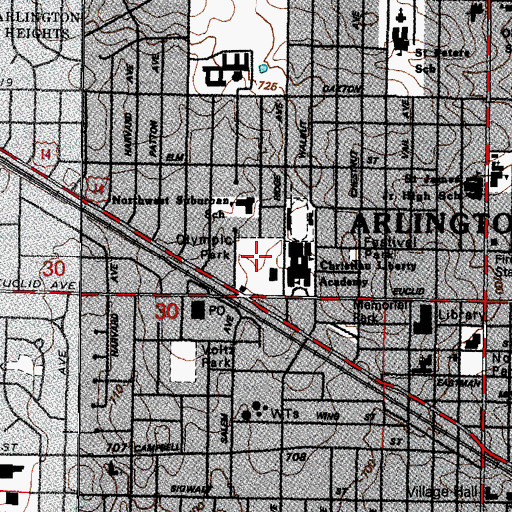 Topographic Map of Ridge Park, IL