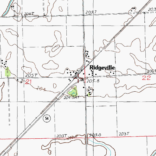 Topographic Map of Ridgeville, IL