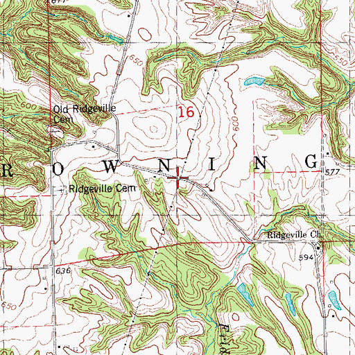 Topographic Map of Ridgeville School (historical), IL