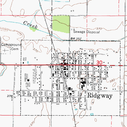 Topographic Map of Ridgway, IL
