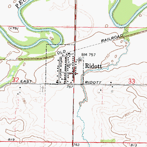 Topographic Map of Ridott, IL