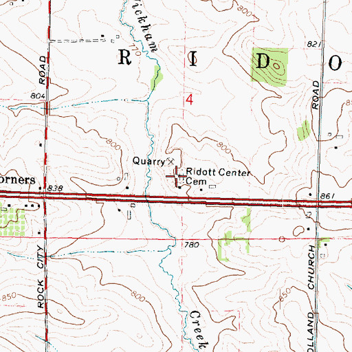 Topographic Map of Ridott Center Cemetery, IL