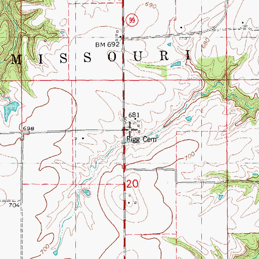 Topographic Map of Rigg Cemetery, IL